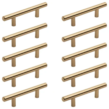 Gold Champagne 3" (76mm) European Bar Pull - 10 PACK