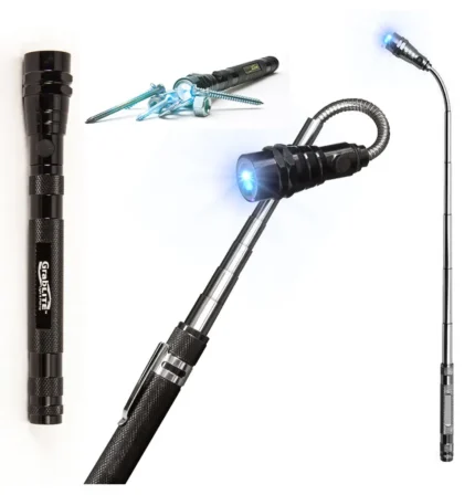 GrabLITE Telescopic Extendable Flashlight With Magnetic Pickup, Black