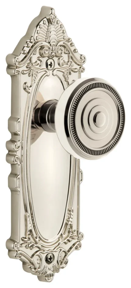 Grande Victorian Plate Dummy with Soleil Knob in Polished Nickel