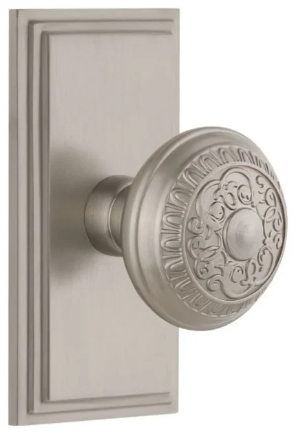 Grandeur CARWIN_SD_NA Carre Solid Brass Rose Single Dummy Door - Satin Nickel