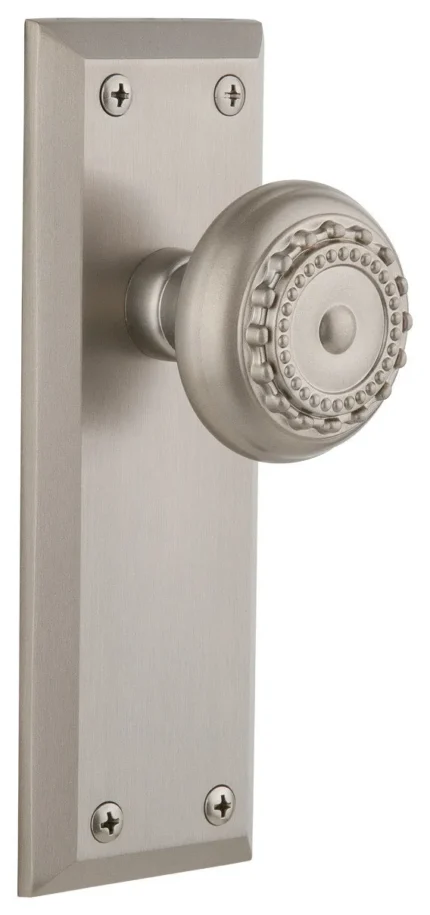 Grandeur Fifth Avenue Plate Double Dummy with Parthenon Knob in Satin Nickel