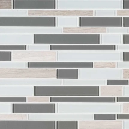 Gray Cliff 12x12 Interlocking Stone Glass Backsplash Tile, Sample