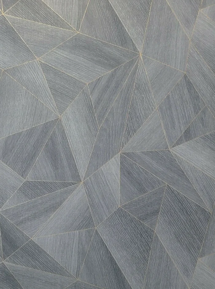 Grayish blue gold Geometric faux wood Textured wallpaper, 21 Inc X 33 Ft Roll - Image 1