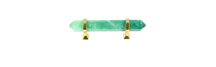 Green Fluorite Cabinet Knob 6" Closet Knob , Brass - Image 1