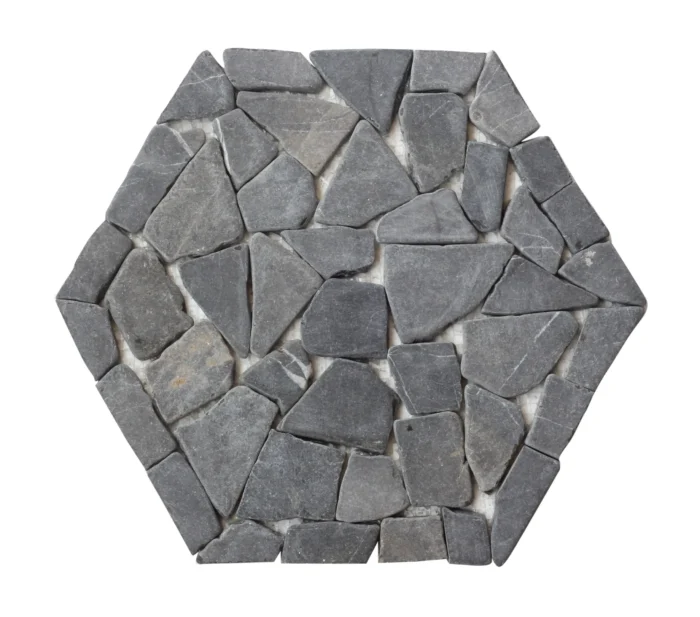 Grey 9.84x9.84 Hexagon Pebble Tile, 10 Sheets - Image 1