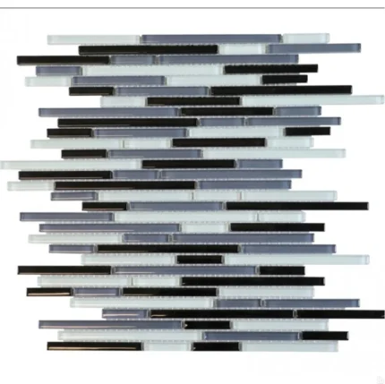 Grey Shadow Glass Mix 12X12 Random Thin Strip Mosaic , 15 Sheets
