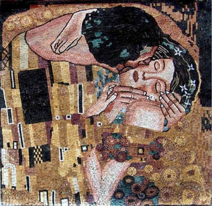Gustav Klimt The Kiss", Mosaic Reproduction, 41"x41" - Image 1