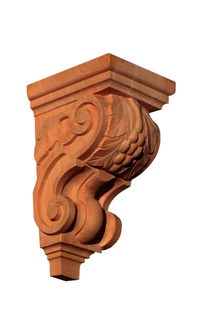 Hand Carved Grape Corbel, Cherry Wood