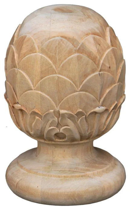Hand Carved Stair Finial, Birch