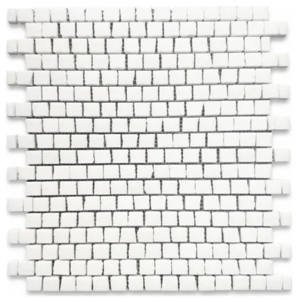 Hand Clipped Thassos White Marble Random Broken Mosaic Tile Honed, 1 sheet