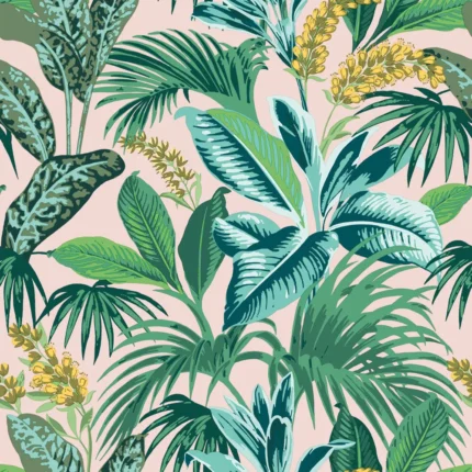 Havana Palm Peel and Stick Wallpaper, Pink Botanical, Sample