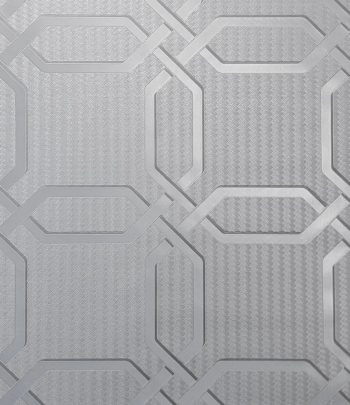 Hexagon trellis wallpaper silver metallic faux wicker bamboo Textured geometric - Image 1