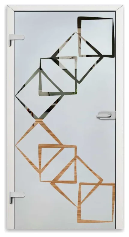 Hinged Glass Door Semi Private with Frosted Design, 26"x80" Inches, Right