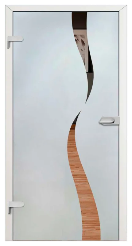Hinged Glass Door with Frosted Design, 24"x80" Inches, Right