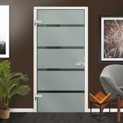 Hinged Glass Door with Frosted Design, 24"x80", Semi-Private, Right