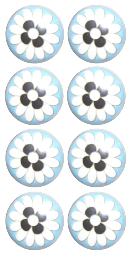 HomeRoots Charming Light Blue And Black Set of 8 Knobs