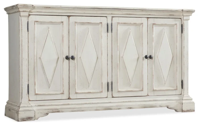 Hooker Furniture 5662-85001-WH 65"W Contemporary Farmhouse - Distressed White - Image 1
