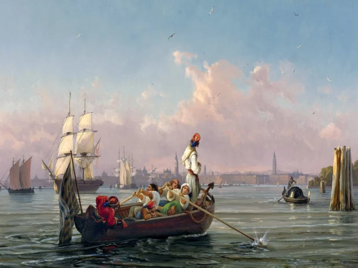 In The Lagoon Venice F. Nerly Tile Mural Bathroom Backsplash, 6"x8", Matte - Image 1