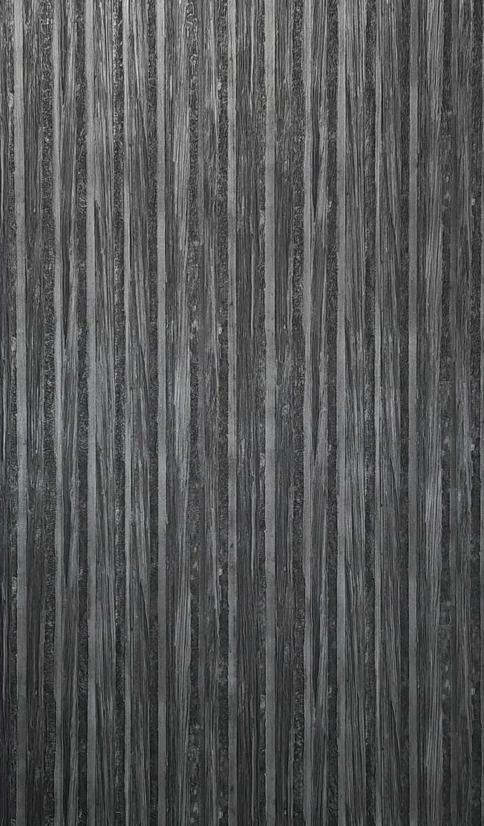 Industrial charcoal gray black plain stria lines Wallpaper, 21 Inc X 33 Ft Roll - Image 1