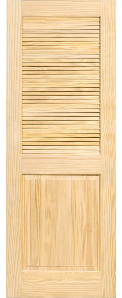 Interior Door Louvered Panel, Unfinished Wood, Solid Core, 80"x24"x1.375"