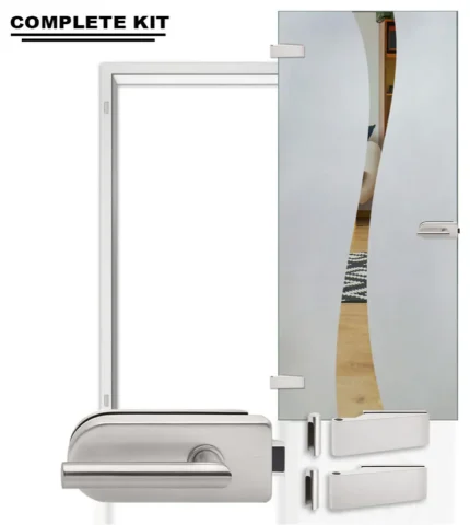 Interior Glass Door/Office Semi Frosted Design (Complete Kit), 26"x80", Junior H
