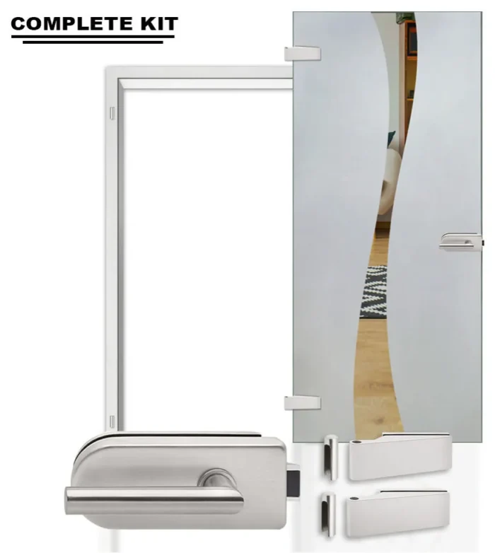 Interior Glass Door/Office Semi Frosted Design (Complete Kit), 26"x80", Junior H - Image 1