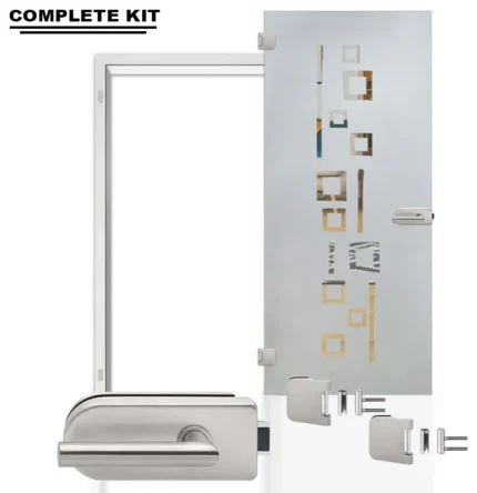 Interior Glass Door/Office Semi Frosted Design (Complete Kit), 26"x80", Junior H