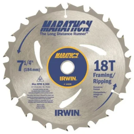 Irwin Tools 14028 Marathon® Carbide Tipped Circular Saw Blade, 7-1/4" 18T