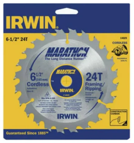 Irwin Tools 14029 Marathon® Carbide Cordless Circular Saw Blade, 6-1/2", 24T