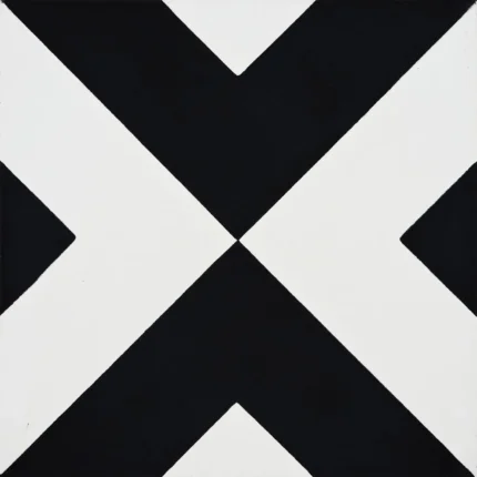 Jadida Handmade Cement Tile, Black/White, Sample