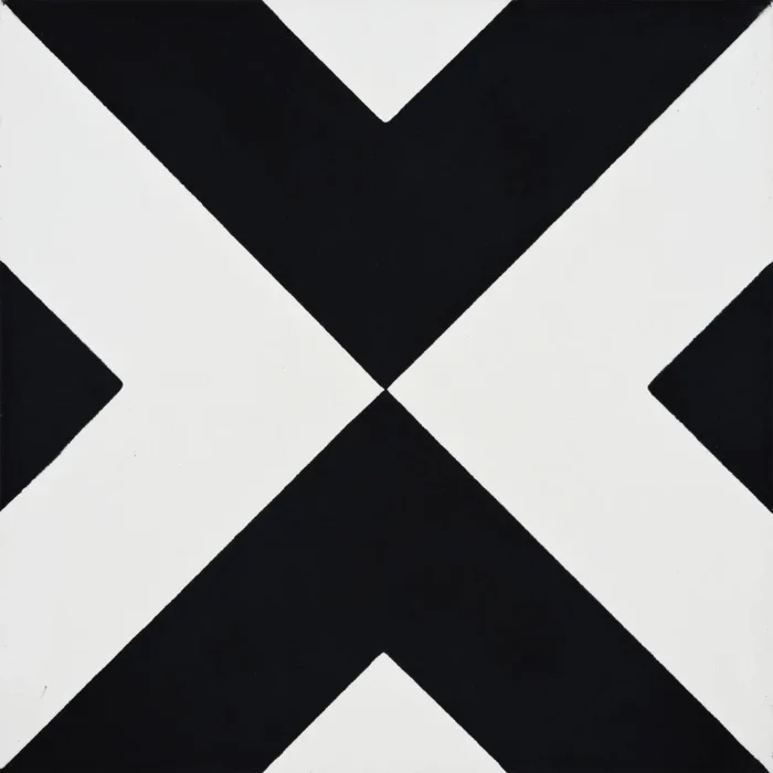 Jadida Handmade Cement Tile, Black/White, Sample - Image 1