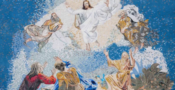 Jesus Christ Transfiguration Religious Marble Mosaic, 136" X71" - Image 1