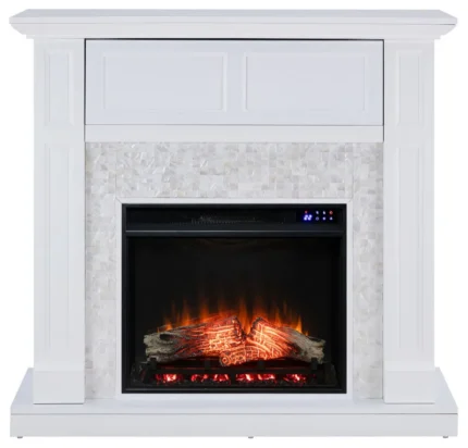 Kirben Electric Media Fireplace With Tile Surround