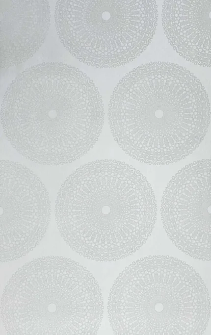Lace Glassbeads embossed textured white silver Metallic lines Wallpaper, Sample