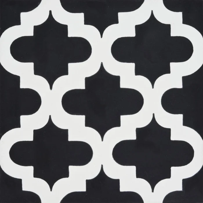 Lantern Handmade Cement Tile, Black/White, Sample - Image 1
