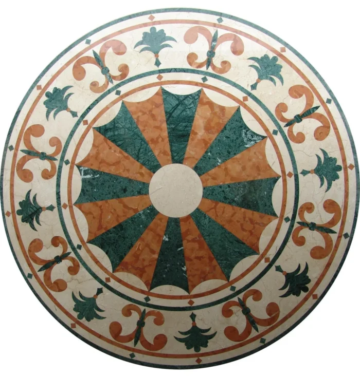 Large Round Stone Art, Mardi Gras Mosaic 72"x72" - Image 1