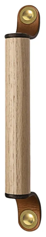 Leather and Wood Handle, The Sellwood, Honey, 9.5" Center-to-Center, Brass