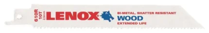 Lenox 20561S610R Bi-Metal Reciprocating Saw Blade for Wood, 10 TPI, 6"