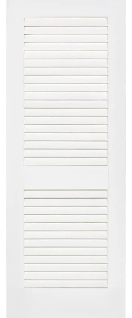 Louver Louver Plantation Interior Door Slab, White Wood Solid Core, 80"x30"