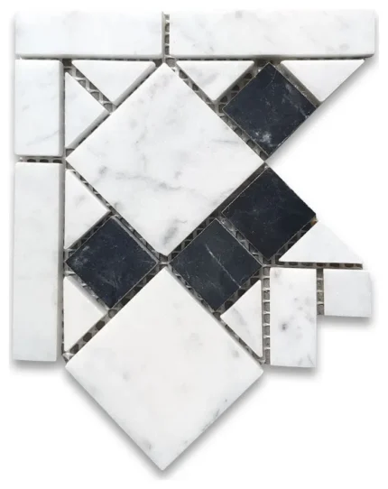 Marble Mosaic Border Accent Tile Venice Monochrome 4.8x4.8 Polished, 1 piece