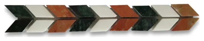 Marble Mosaic Border Listello Accent Tile Arrow Rojo 1.2x8.3 Polished, 1 piece - Image 1