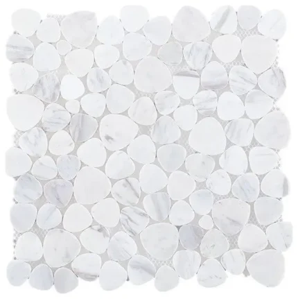 Marble Pebbles Mosaics Heart Shape Tile for Floor Wall and more, White