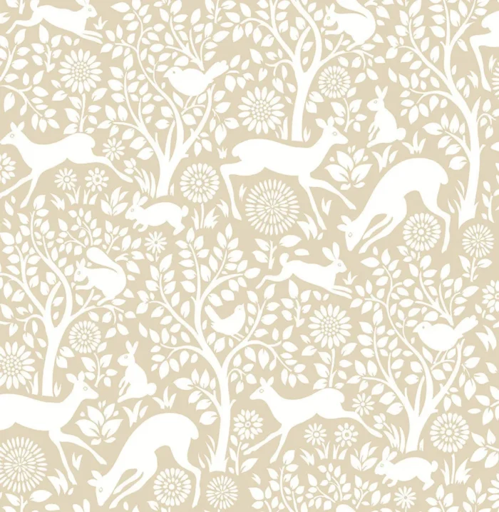 Meadow Taupe Animals Wallpaper Bolt - Image 1