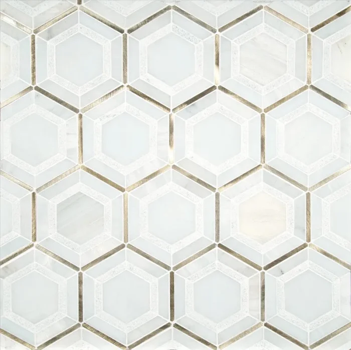 Medici Gold Pattern Stone Metal Mosaic, 10 Sheets - Image 1