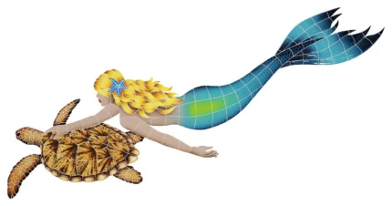 Mermaid with Turtle Ceramic Swimming Pool Mosaic