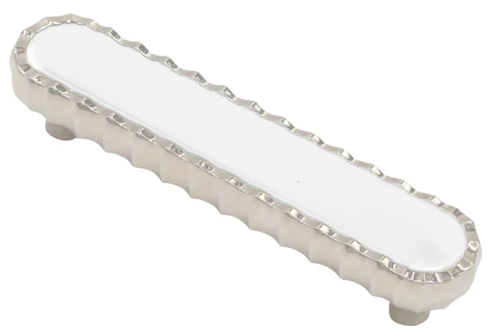 Metal Meld Fluted Pull, Polished Nickel With White Inlay - Image 1
