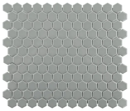 Metro Hex Glossy Mosaic Floor and Wall Tile, Light Grey, Sample
