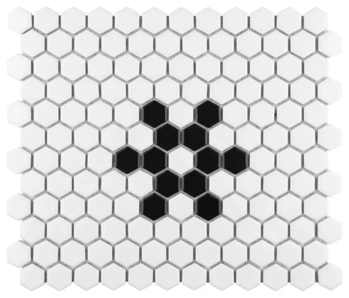 Metro Hex Matte Porcelain Mosaic Floor and Wall Tile, Sample - Image 1