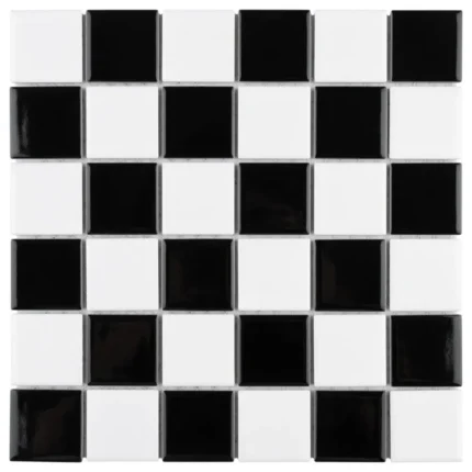Metro Quad Checkerboard Porcelain Floor and Wall Mosaic Tile, Sample