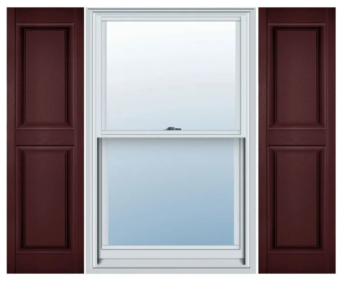 MidAmerica Two EqualRaised Panel Shutters, Bordeaux, 32x14-1/2 - Image 1